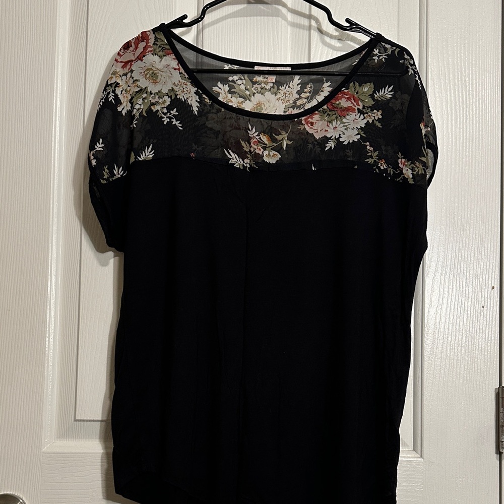 Claudia Richard Black Floral Blouse